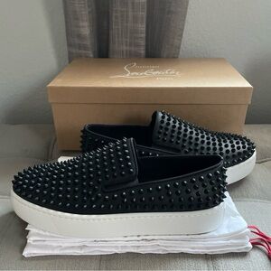 Christian Louboutin Black Studded Loafers